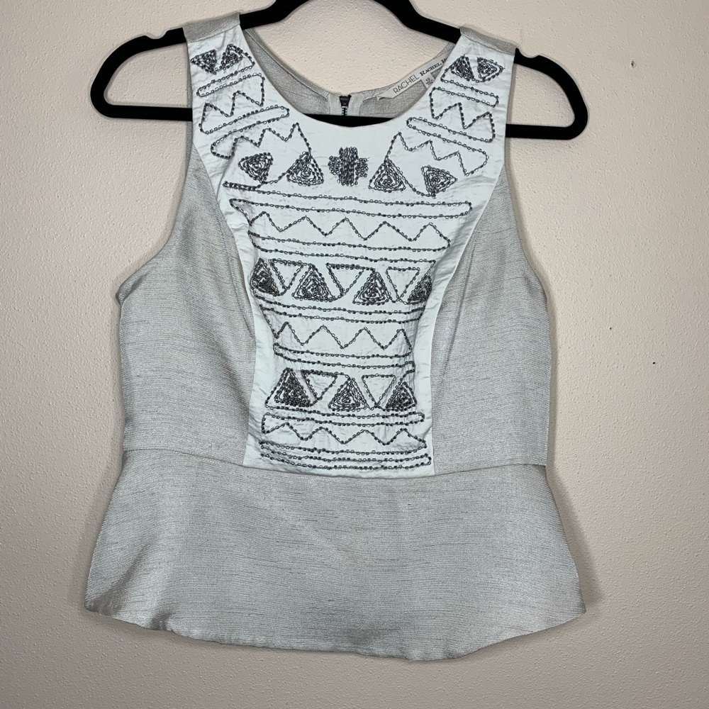 Rachel Roy peplum style beaded top size 10